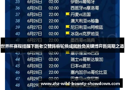世界杯赛程提醒下新老交替阵容轮换成就胜负关键博弈新周期之道